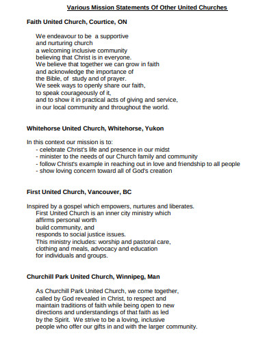 Church Vision Statement Template Worksheet