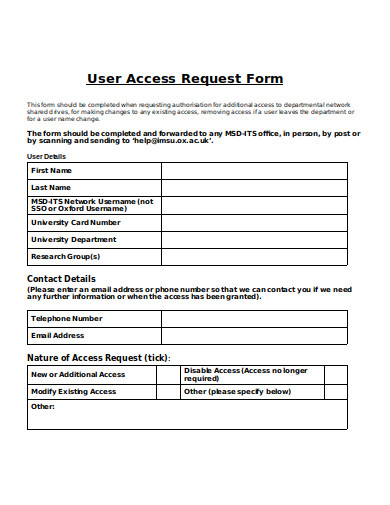 FREE 18+ Access Request Form Templates in PDF | MS Word | Google Docs