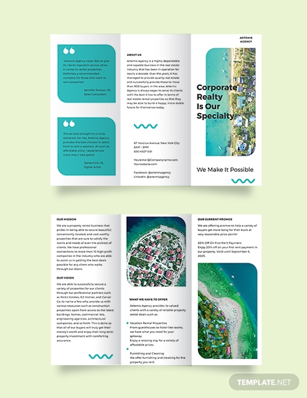 vacation rental advertising tri fold brochure
