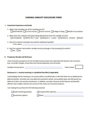 variable annuity disclosure form