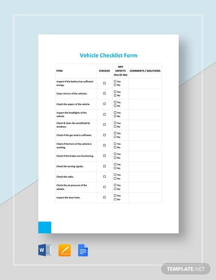 vehicle-checklist-form-template