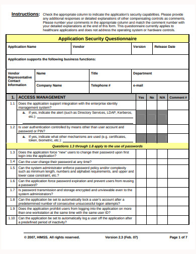 Free 8 Vendor Security Questionnaire Templates In Ms Word Pdf