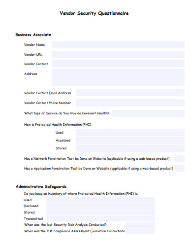 11+ Security Assessment Questionnaire Templates in MS Word | MS Excel | PDF
