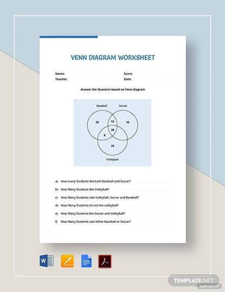 10+ Venn Diagram Worksheet Templates - PDF, DOC