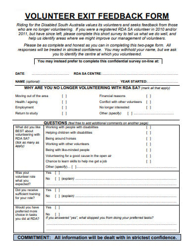 volunteer exist feedback form
