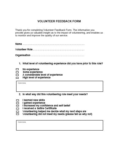 volunteer feedback form format