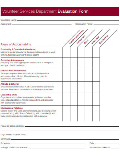 volunteer-services-department-evaluation-form-template