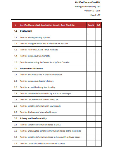 web application security checklist template