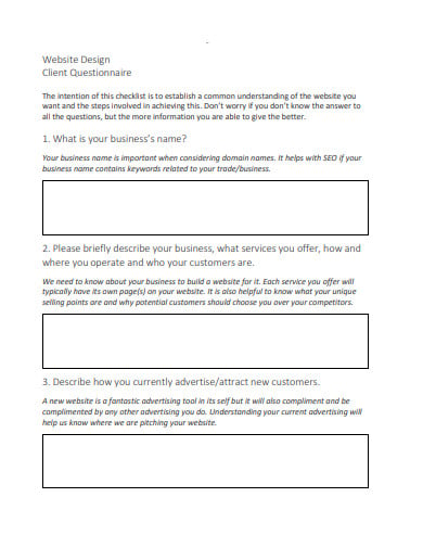 Website Questionnaire Templates In Pdf, Landscape Design Questionnaire For Clients Pdf