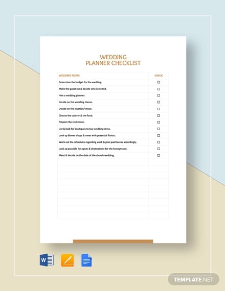 wedding planner checklist template