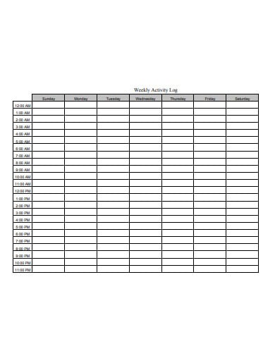 weekly activity log format
