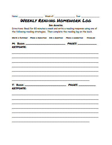 weekly-homework-reading-log-template