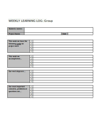 weekly learning log template