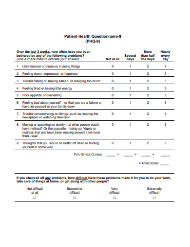 11+ Patient Health Questionnaire Templates in PDF | Microsoft Word