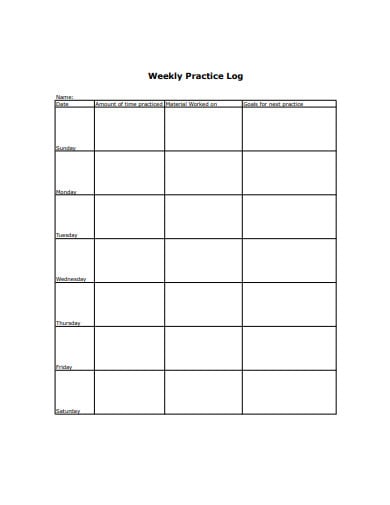 weekly practice log template