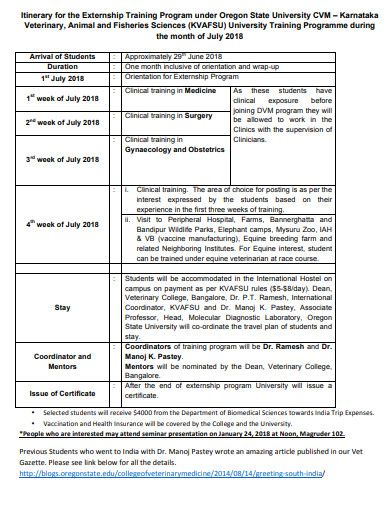 weekly training itinernary template