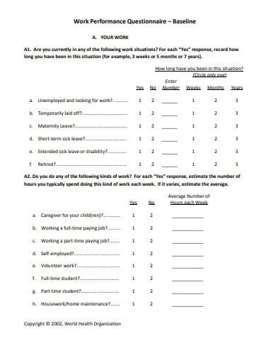 work-performance-questionnaire-template