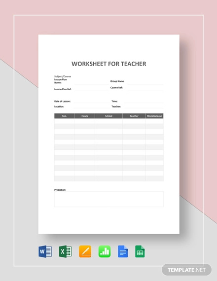 8+ Worksheet Templates For Teacher - Free Word, PDF Documents Download