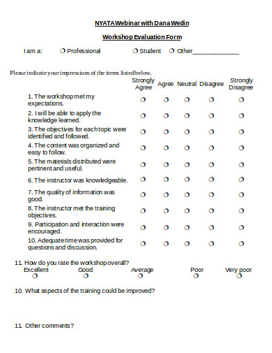 11+ Workshop Evaluation Form Templates - PDF | DOC | Free & Premium ...