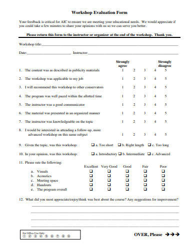 workshop evaluation form format
