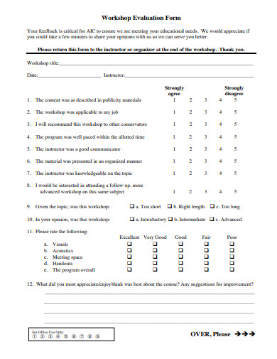 11+ Workshop Evaluation Form Templates - PDF | DOC | Free & Premium ...