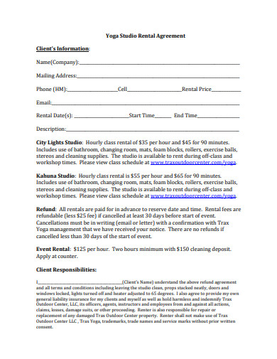 Image 2 for Dance Studio Rental Agreement Template