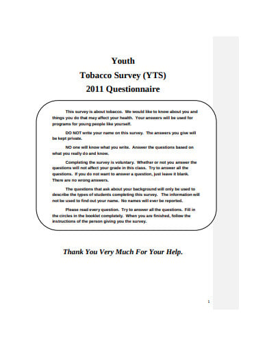 youth tobacco survey template