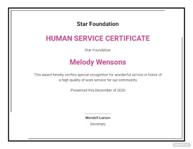 human services certificate template