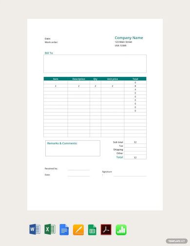 47+ Work Order Templates - Word, Google Docs