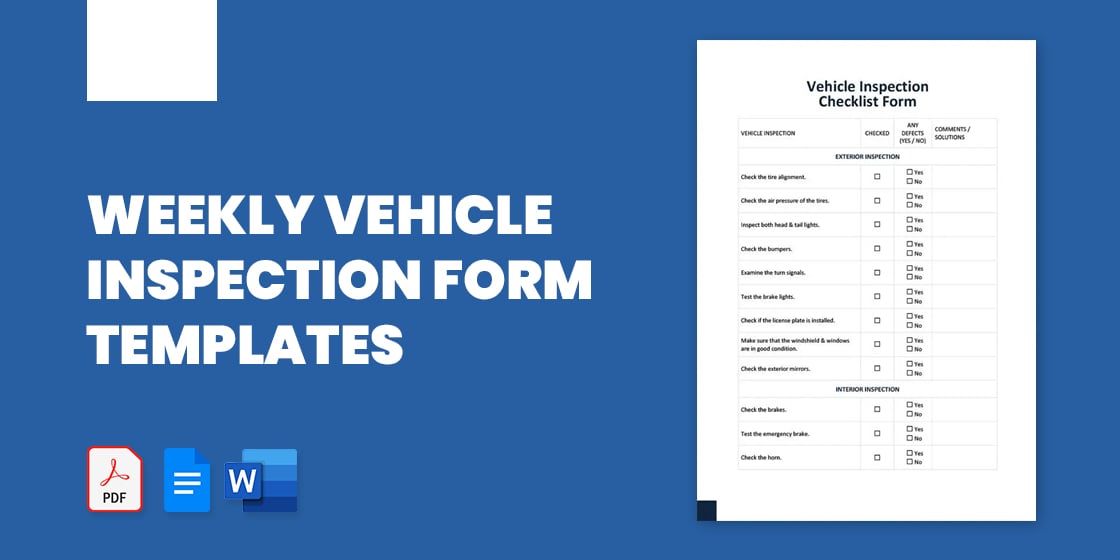 0 weekly vehicle inspection form templates in pdf