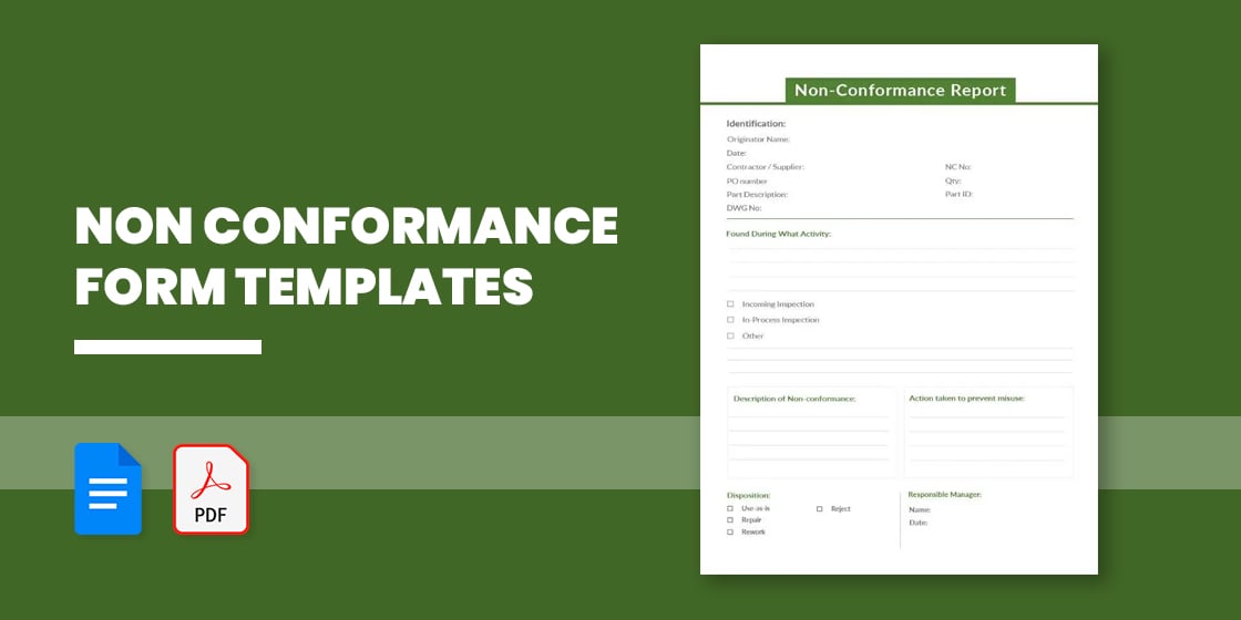 non conformance form templates in pdf doc
