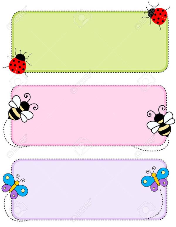 07 colorful kids name tags labels with cute animal faces on corners