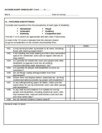 access audit checklist format