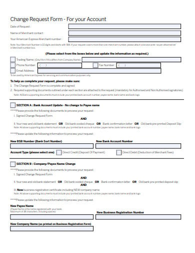 account maintenance change request form template