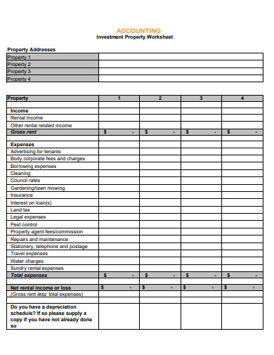 Rental Calculation Worksheet