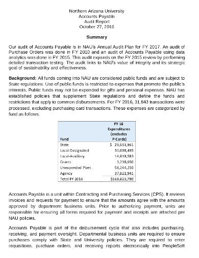 accounts payable audit report