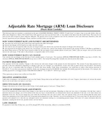 adjustable rate mortgage loan disclosure in pdf