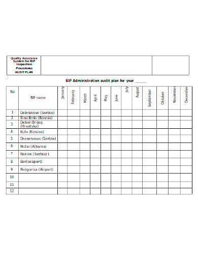administration audit plan for year