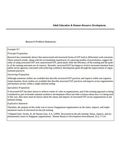 adult education research problem statement template