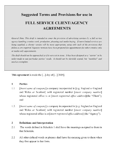 agency contract service agreement in pdf