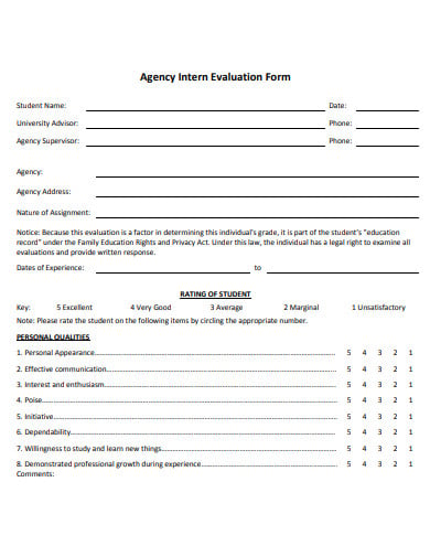 agency-intern-evaluation-form-template