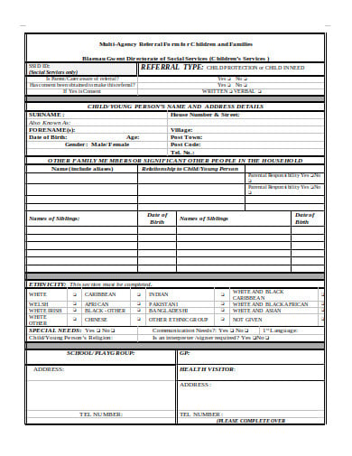 agency referral form for families