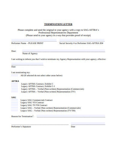 agency termination letter format