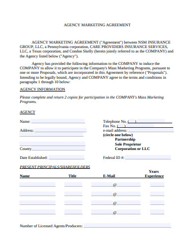 agency-of-marketing-record-agreement-template