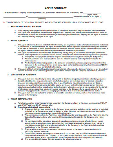 agent contract marketing agreement template