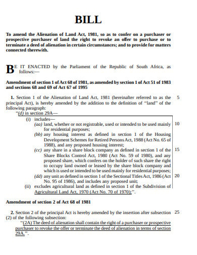 alienation of land amendment bill