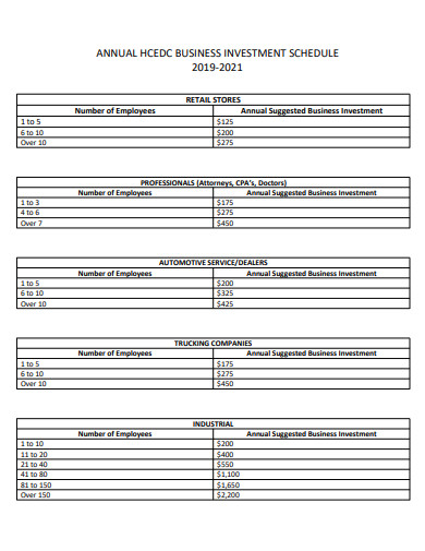 FREE 11+ Investment Schedule Templates in PDF | XLS | MS Word