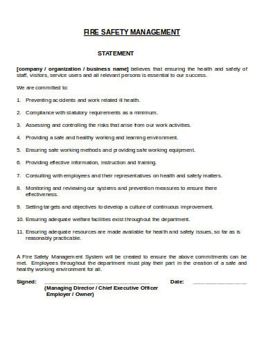 annual fire safety management statement template