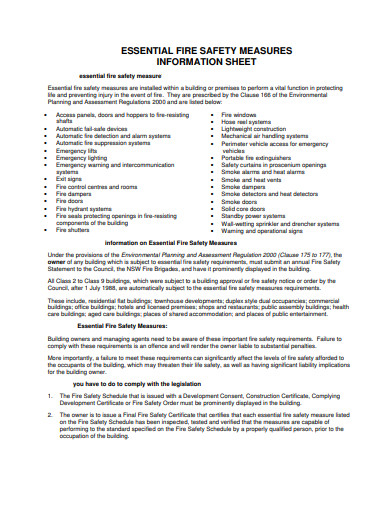 annual fire safety measure statement template