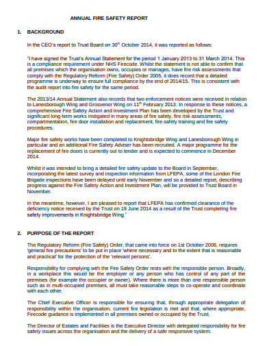 annual fire safety report statement template